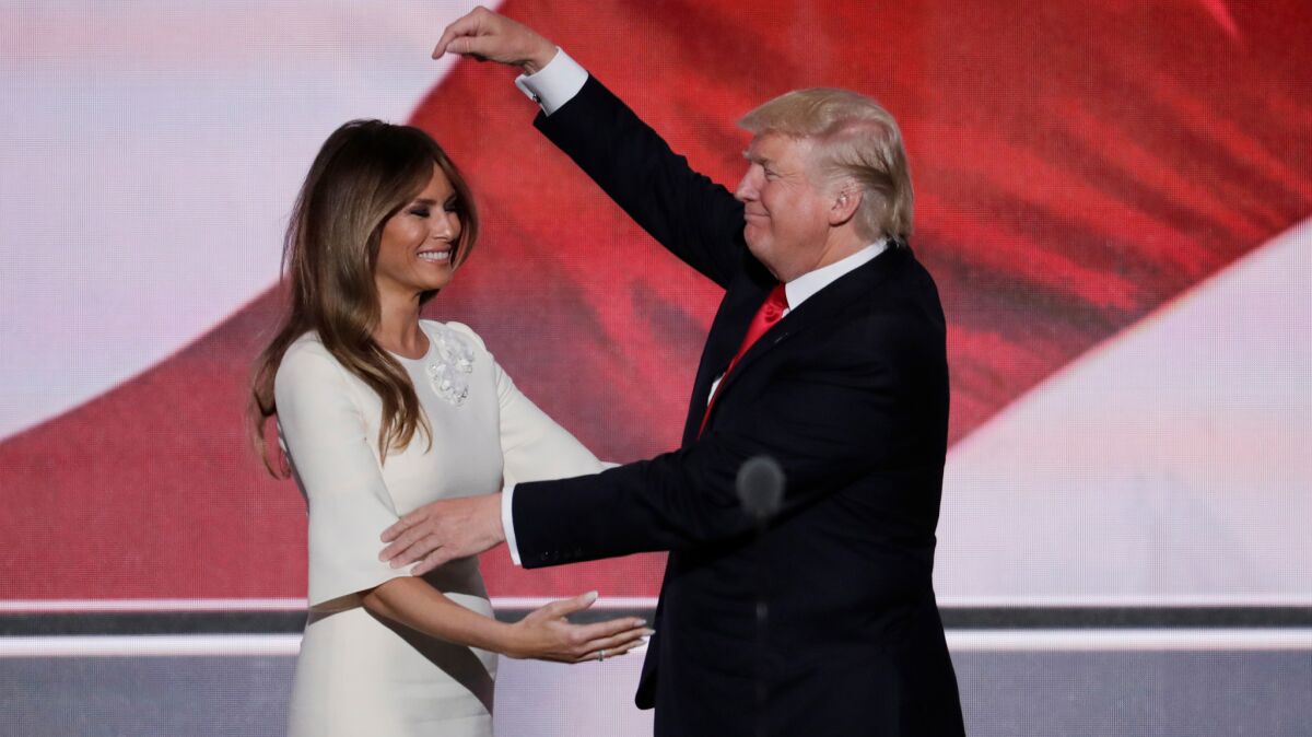 Donald Trump and his wife Melania at the Republican National Convention on July 21.
