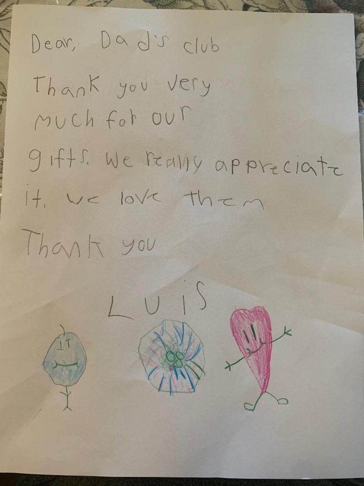 Relief fund volunteers have been receiving thank you letters from local children.