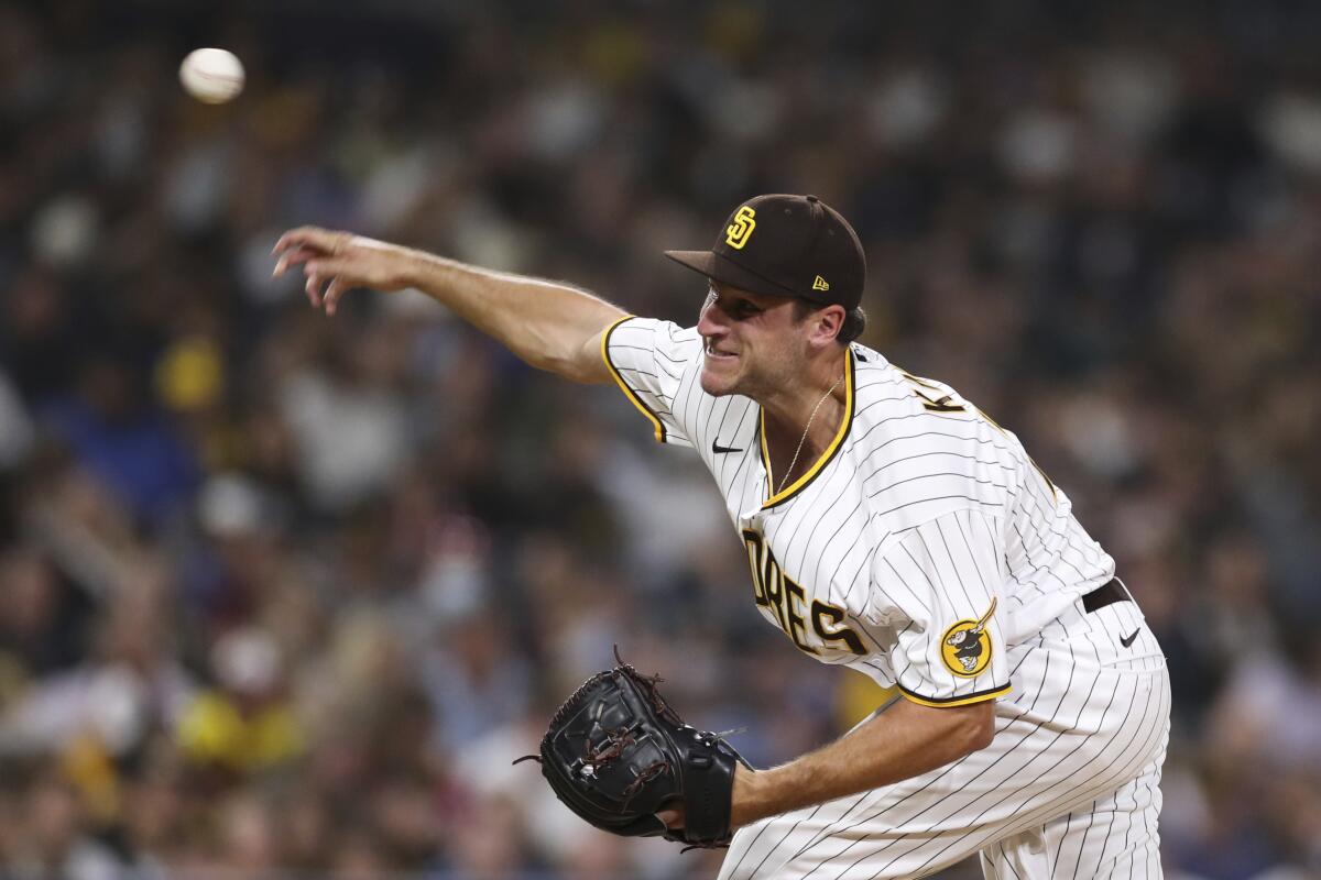 San Diego Padres pitcher Reiss Knehr will start against the San Francisco Giants on Sunday.