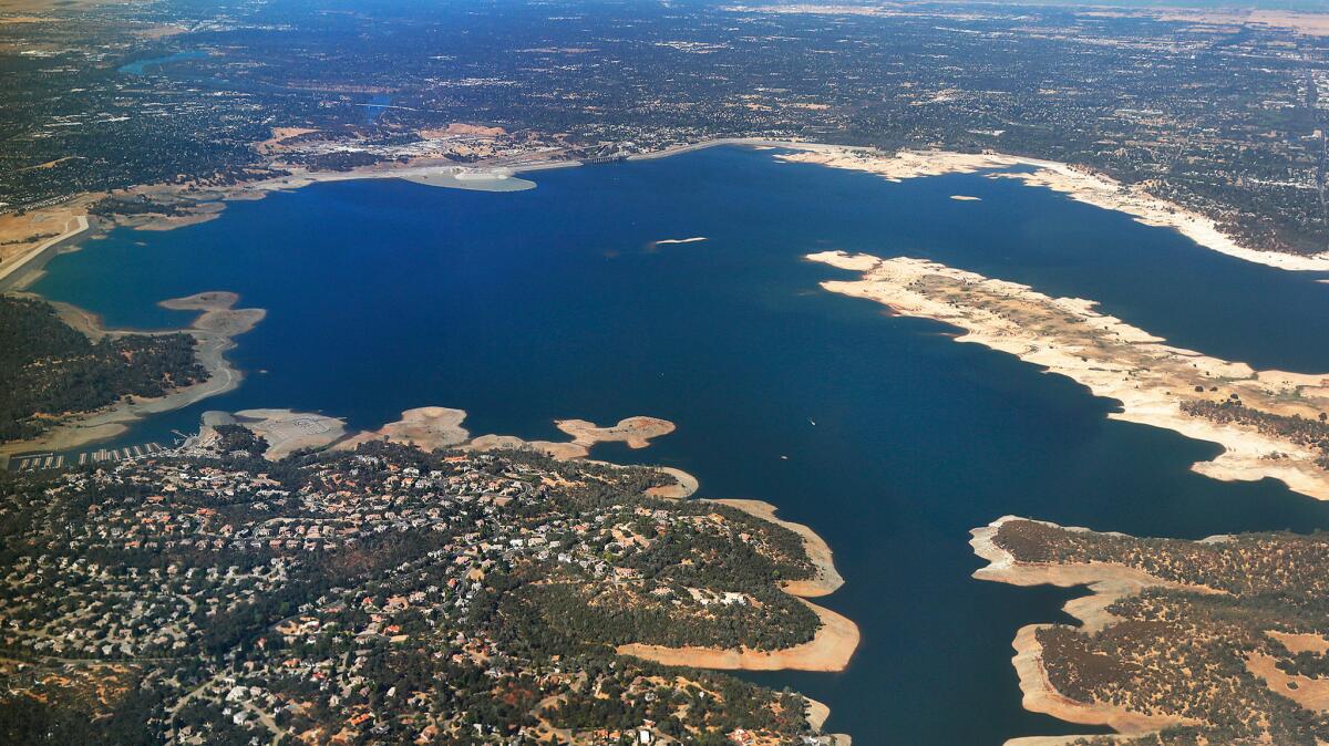 Folsom Lake is a reservoir on the American River in the Sierra Nevada foothills. Its auxiliary spillway was designed to provide enhanced protection for the flood-prone Sacramento region.