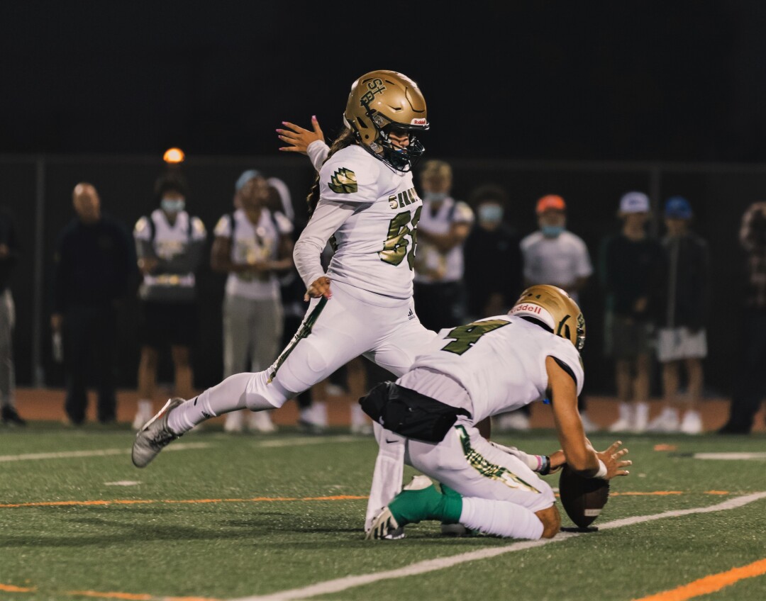 Leilani Armenta steps into a kick for St. Bonaventure.