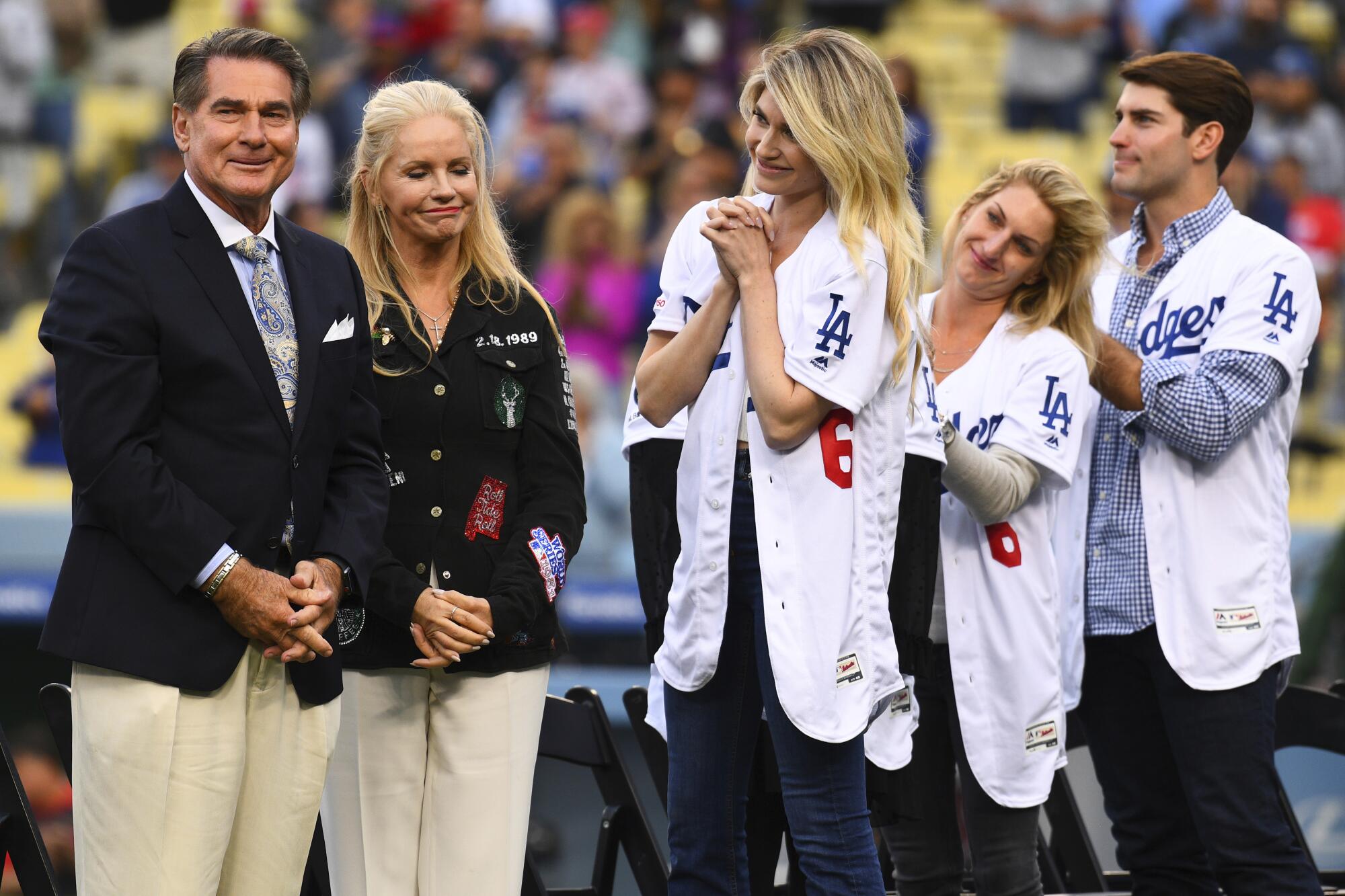 Steve Garvey stands with some members of his family.