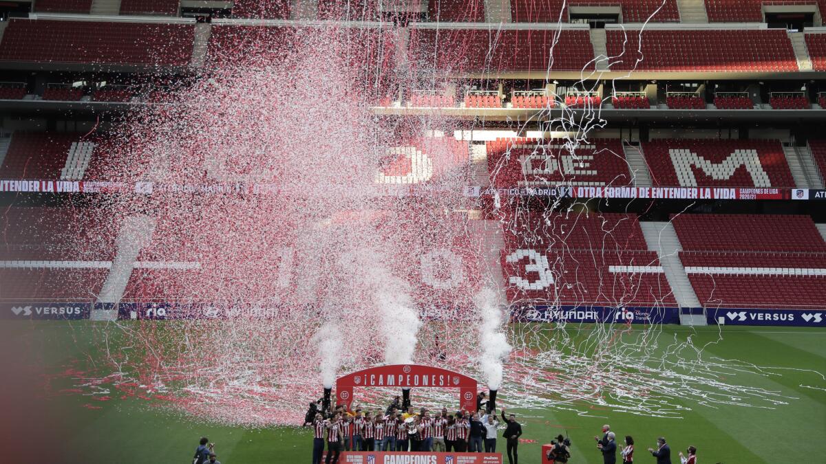 In empty stadium, Atlético celebrates Spanish league title - The San Diego  Union-Tribune