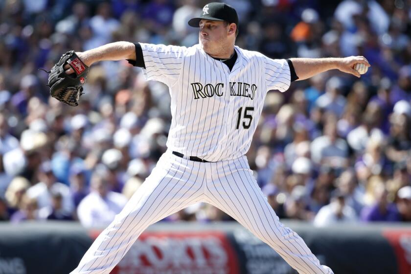 Colorado Rockies starting pitcher Tyler Matzek pitches against the Chicago Cubs during the Rockies' 5-1 win over the Cubs on Friday.