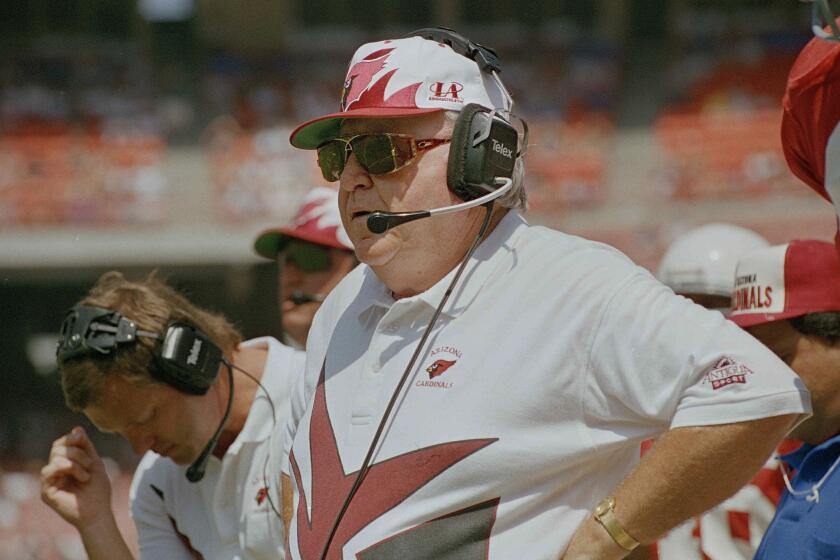 Buddy Ryan, shown here coaching the Arizona Cardinals in 1994, spent his later years taking care of his wife, who had Alzheimer's disease.