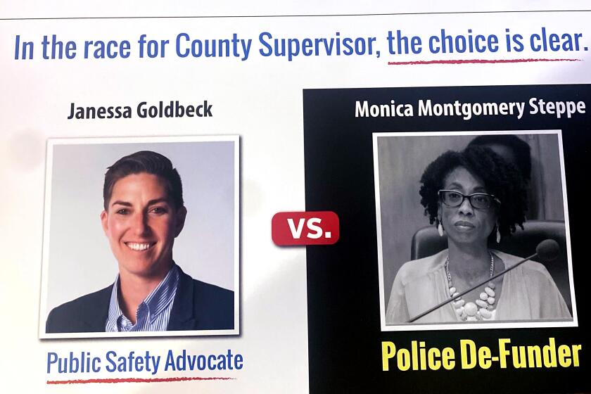 L`aw enforcement union fliers against supervisor candidate Monica Montgomery Steppe