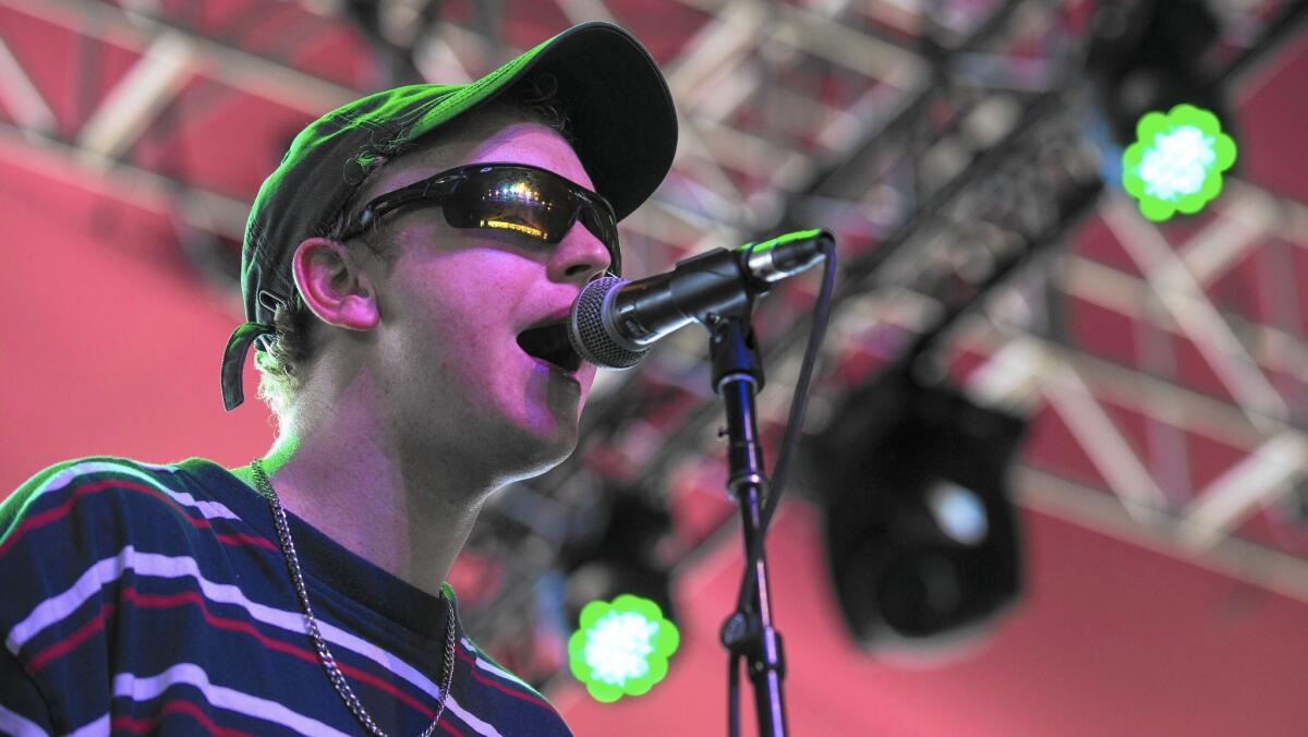 DMA's vocalist Tommy O'Dell performs in the Gobi tent at the Coachella Valley Music and Arts Festival in Indio, Calif.
