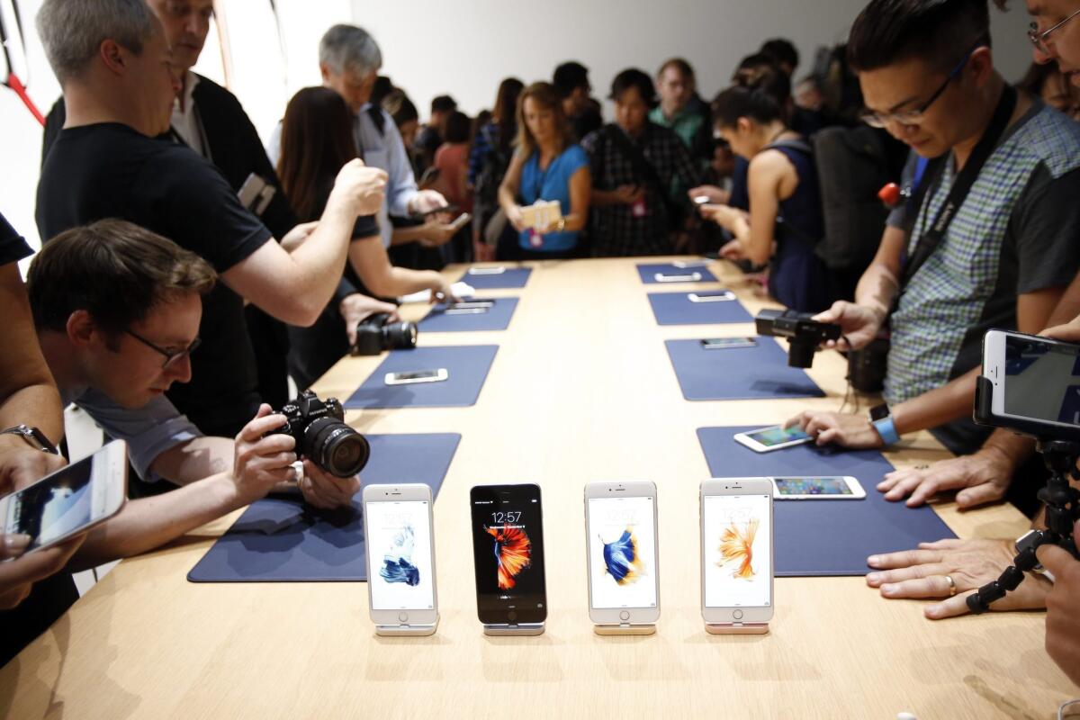 Apple's new iPhone 6s and 6s Plus were on display after Apple's announcement of new products on Wednesday.