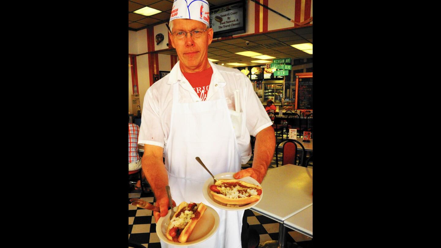 The coney dogs at American Coney Island rival those of its next door neighbor. Both conies in downtown Detroit stay open late for partiers looking for a bite before heading home.