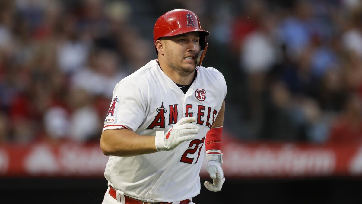 Angels' Mike Trout and Tommy La Stella Wear No. 45 During MLB All