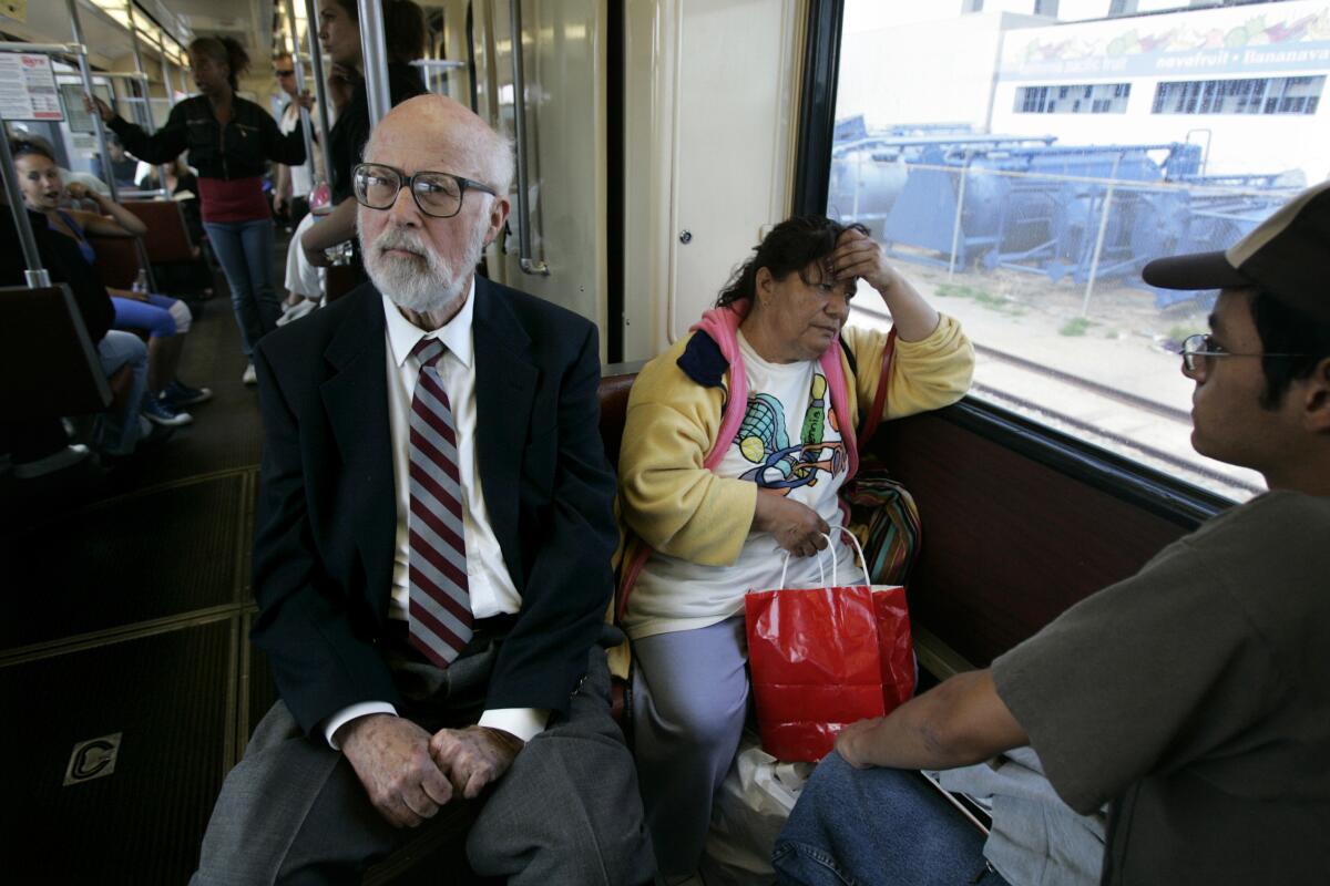 Jim Mills rides the Blue Line in 2007,