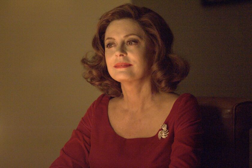 This image released by FX shows Susan Sarandon as Bette Davis in "Feud." Sarandon was nominated for an Emmy Award for outstanding lead actress in a limited series or movie on Thursday, July 13, 2017. The Emmy Awards ceremony, airing Sept. 17 on CBS, will be hosted by Stephen Colbert. (Suzanne Tenner/FX via AP)