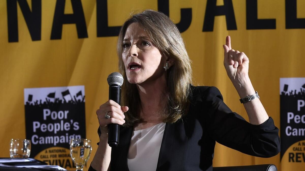 Democratic presidential candidate and author Marianne Williamson.