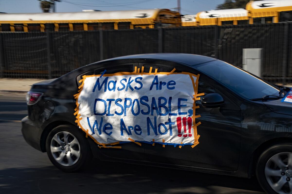 A recent car caravan protest in Compton over safety conditions for teachers.