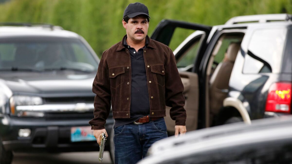 Mexican actor Marco de la O plays drug trafficker Joaquin Guzman during the filming of "El Chapo" in Tabio, Colombia.