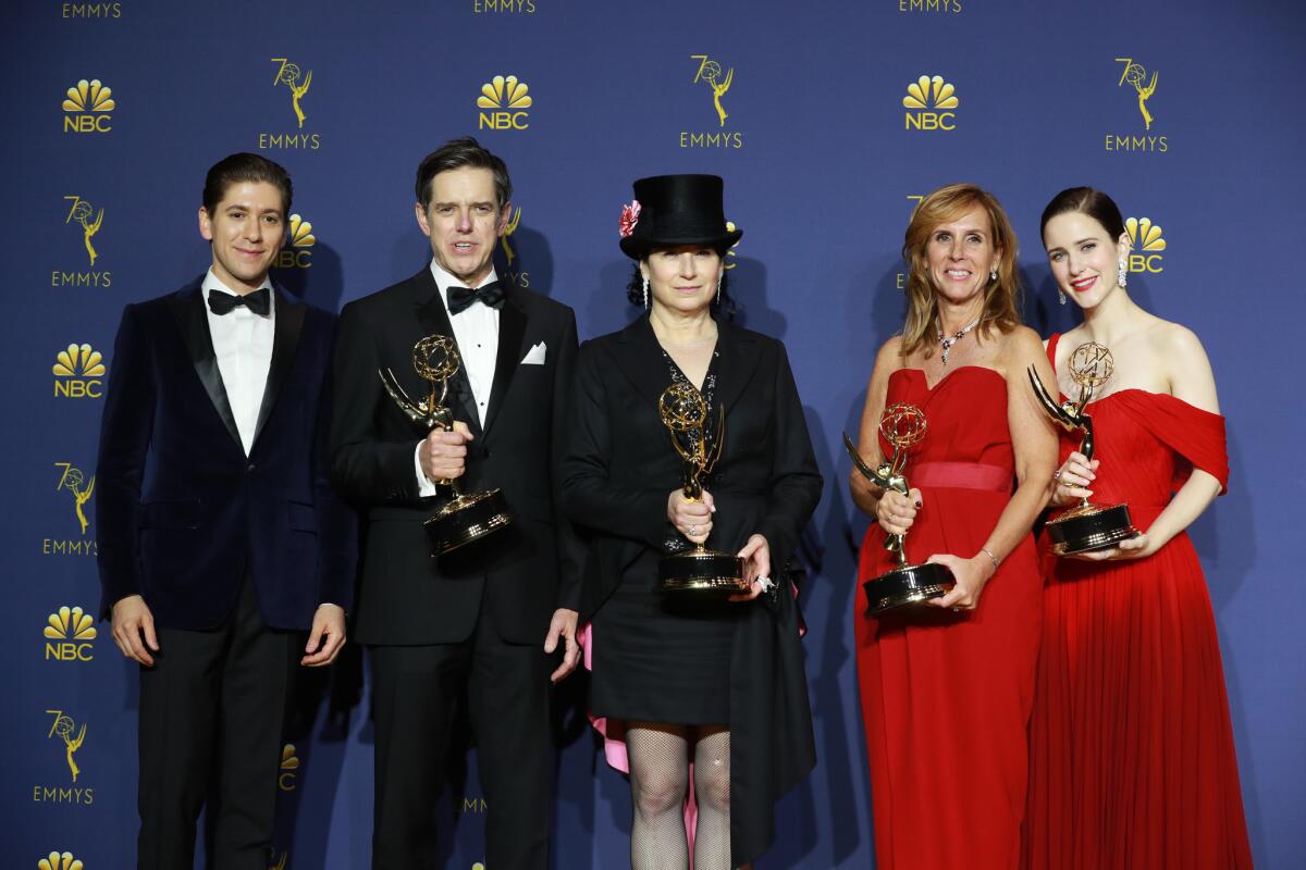 "The Marvelous Mrs. Maisel" team celebrates their multiple Emmy wins Monday.