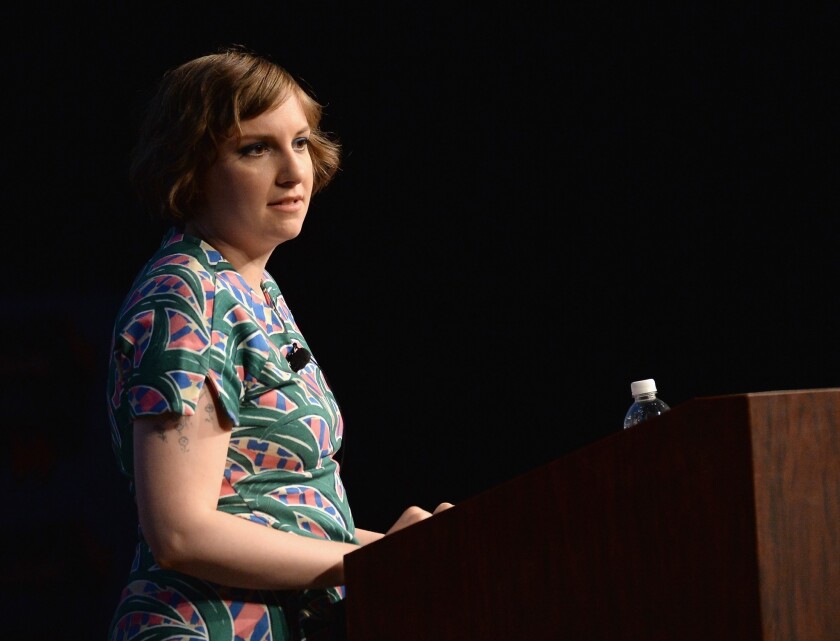Lena Dunham speaks at the 2014 SXSW Music, Film + Interactive Festival at the Austin Convention Center.