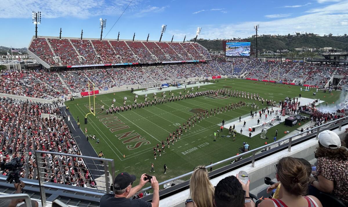 The biggest San Diego State football crowd this season at Snapdragon Stadium was 25,336 for game against UCLA.