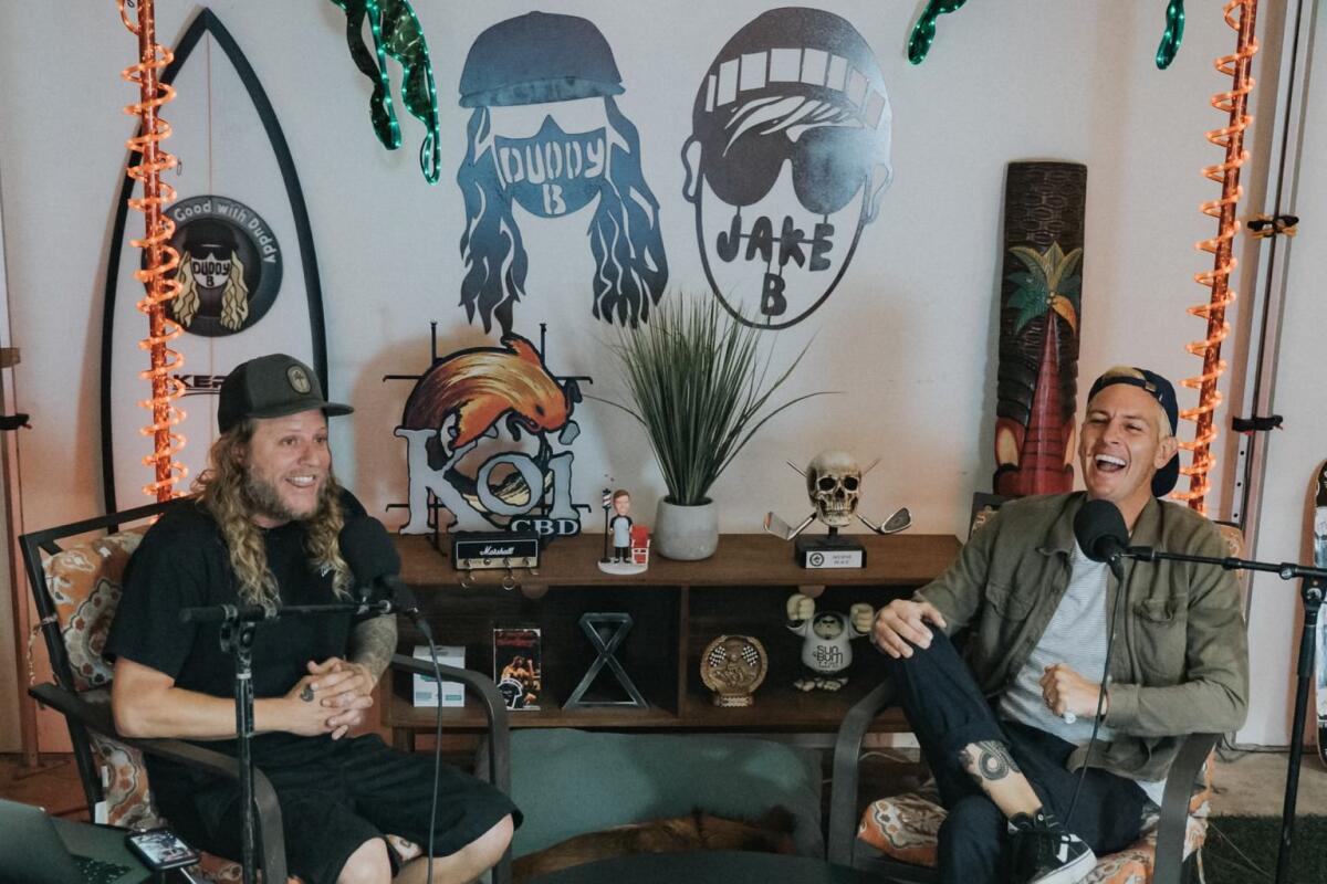 Jake Bushnell, right, recorded with his brother "Duddy B" of Dirty Heads during the lockdown.