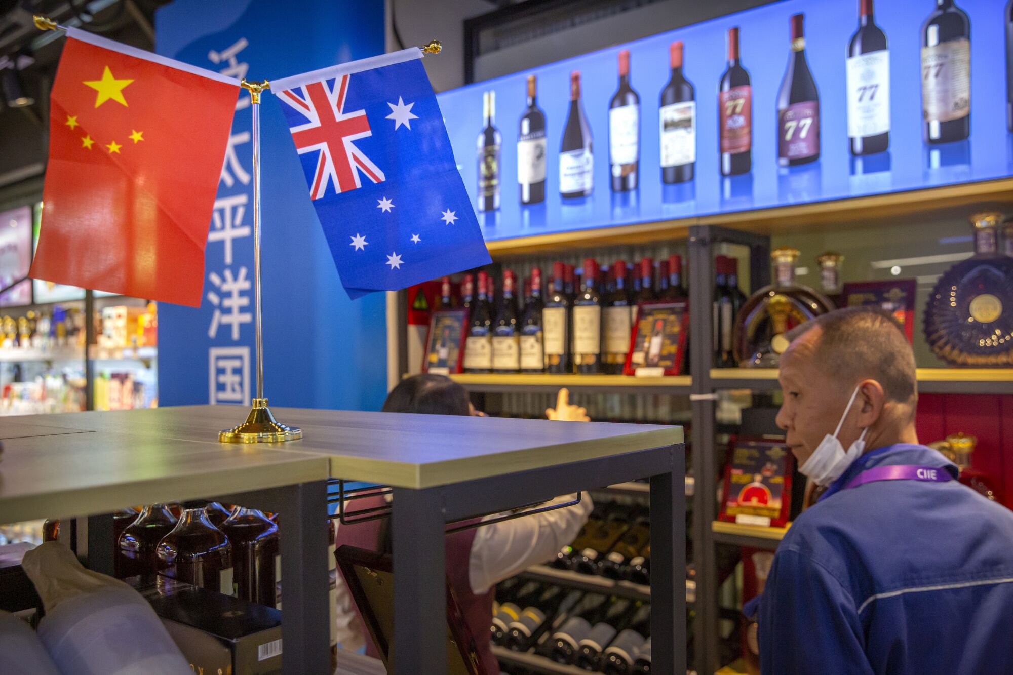 Australian wines on display at a trade expo in Shanghai