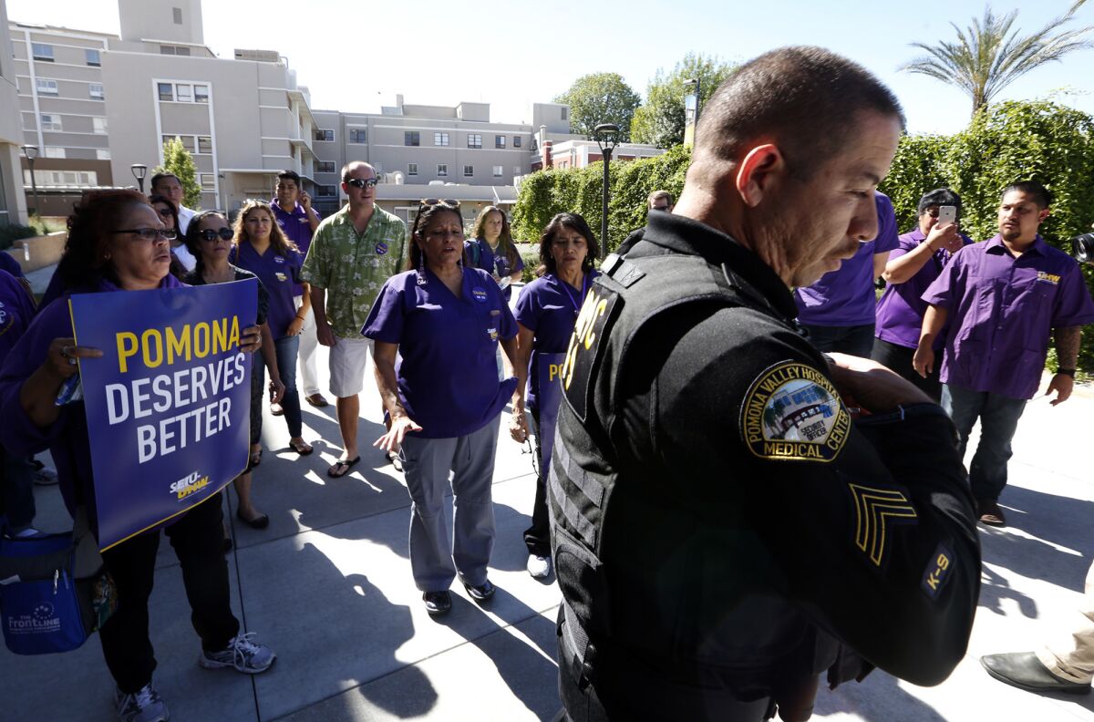 More than 300 healthcare workers and supporters rallied in front of Pomona Valley Hospital on Oct. 19 to push back against hospital officials who workers say have put profits above quality and affordable patient care.