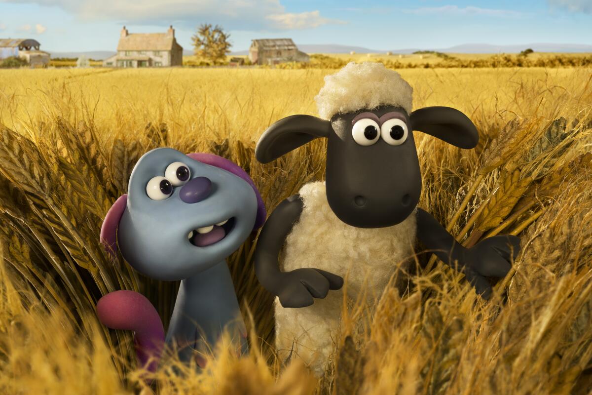 A scene from “A Shaun the Sheep Movie: Farmageddon" with Lu-La and Shaun.