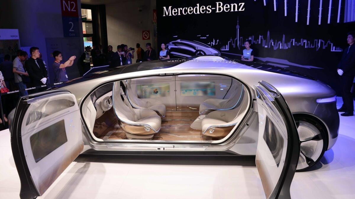 A driverless car from Mercedes-Benz is displayed during the Shanghai Consumer Electronics Show in 2015.