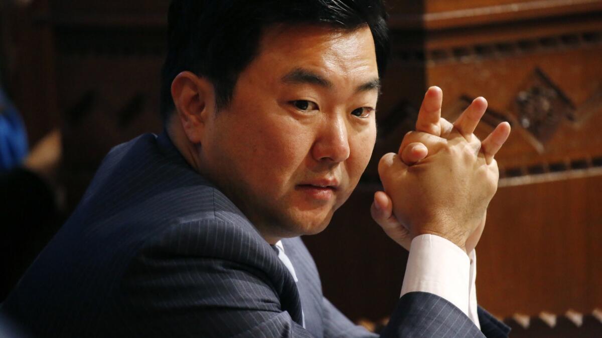 Los Angeles City Councilman David Ryu attends a council meeting at Los Angeles City Hall in 2018.