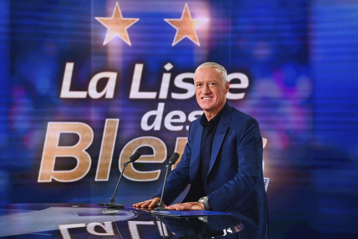 France soccer head coach Didier Deschamps poses before announcing the list of players for the soccer World Cup 2022 in Qatar, at TF1 television network, Wednesday, Nov. 9, 2022 in Boulogne-Billancourt, outside Paris. (Anthony Dibon, Pool via AP)
