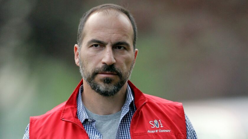 Analysts and entrepreneurs who have worked with Dara Khosrowshahi, above in 2012, described him as a “fair” leader who “does more listening than talking.”