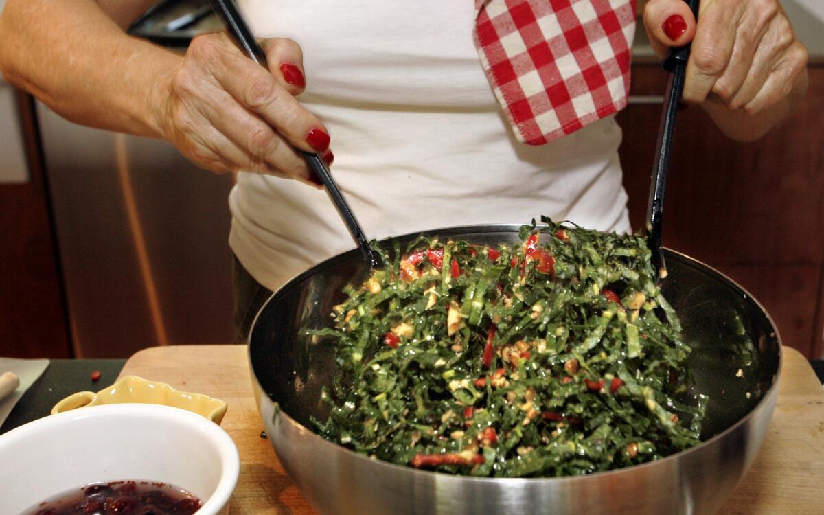 Kale salad with cranberries and walnuts