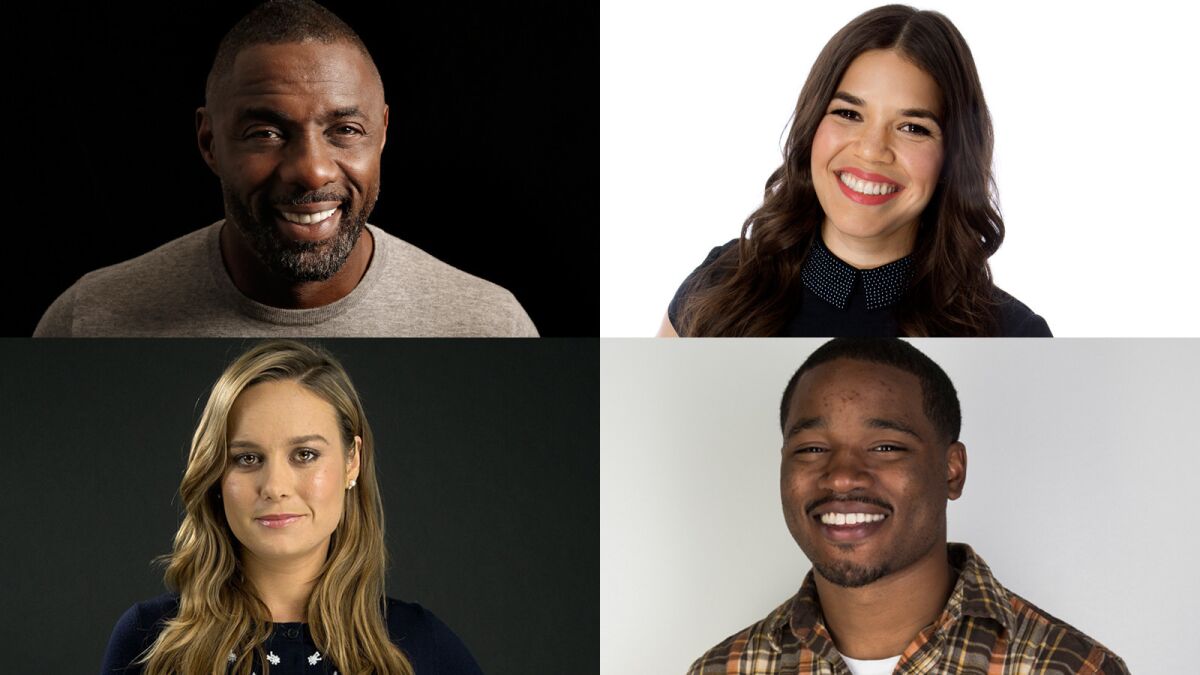 Idris Elba, clockwise from top left, America Ferrera, Ryan Coogler and Brie Larson are among the 683 people invited to join the Academy of Motion Pictures Arts and Sciences this year.