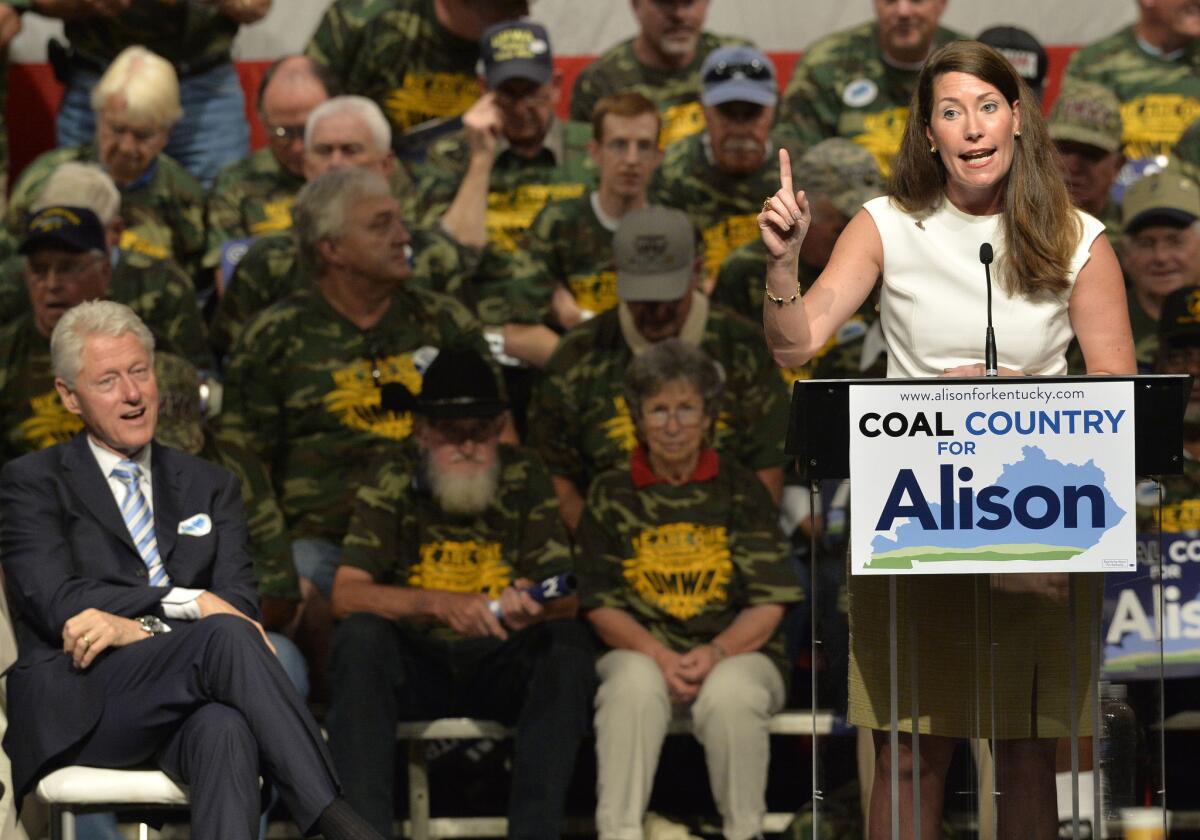 Former President Clinton campaigns with Kentucky Senate candidate Alison Lundergan Grimes in August.