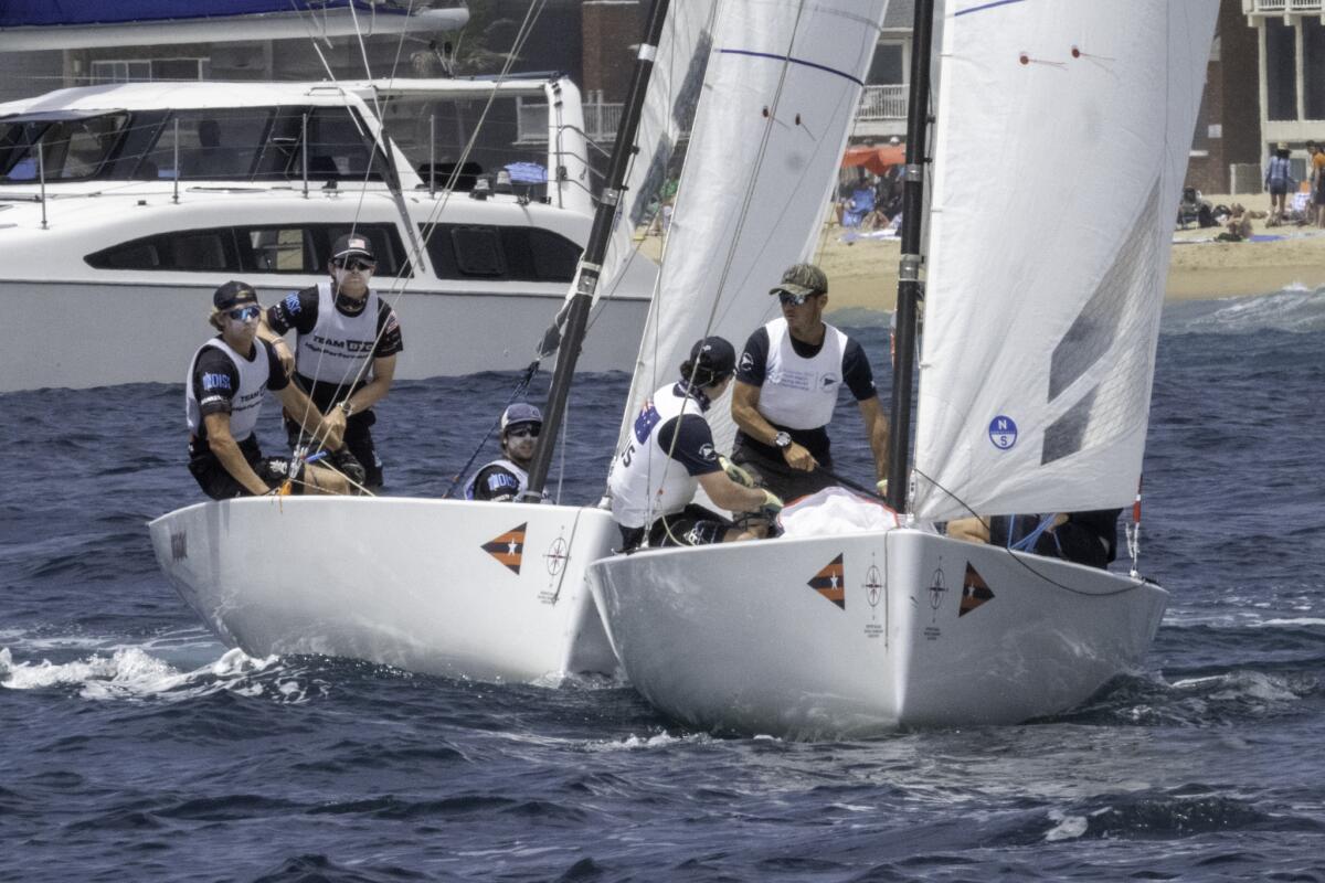 Cole Tapper of the Cruising Yacht Club of Australia, right, and Jeffrey Petersen of Balboa Yacht Club in the Governor's Cup.