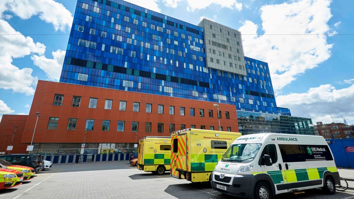 A picture shows the exterior of The Royal London Hospital in London on May 14, 2017.The unprecedented global cyberattack has hit more than 200,000 victims in scores of countries. (Niklas Halle'n / AFP/Getty Images)