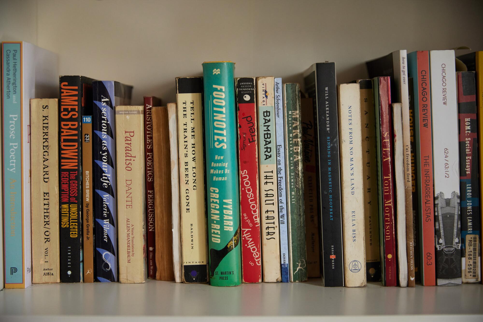 Critic Harmony Holiday's bookshelf at her home in Los Angeles.