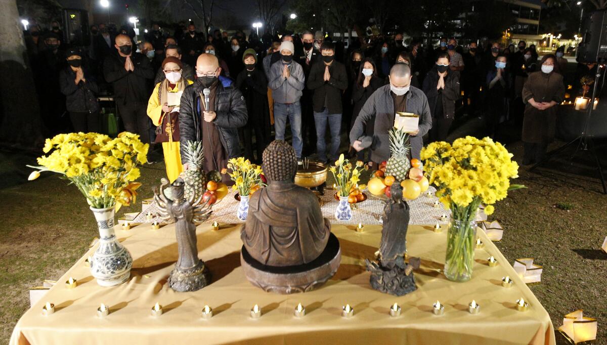a candlelight vigil in Garden Grove