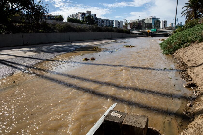 Flooding between SR-163 and I-5 North was caused by water main break on Monday, Nov. 22, 2021.