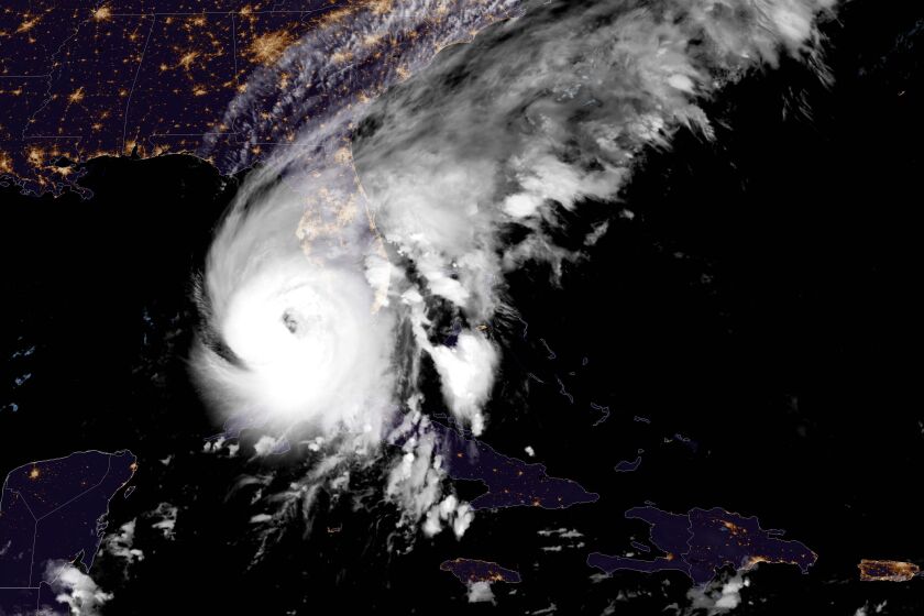 This GOES-East GeoCcolor satellite image taken at 12:41 a.m. EDT on Wednesday, Sept. 28, 2022, and provided by the National Oceanic and Atmospheric Administration (NOAA), shows Hurricane Ian over the Gulf of Mexico. Cuba remained in the dark early Wednesday after Hurricane Ian knocked out its power grid and devastated some of the country’s most important tobacco farms when it hit the island’s western tip as a major storm. (NOAA via AP)