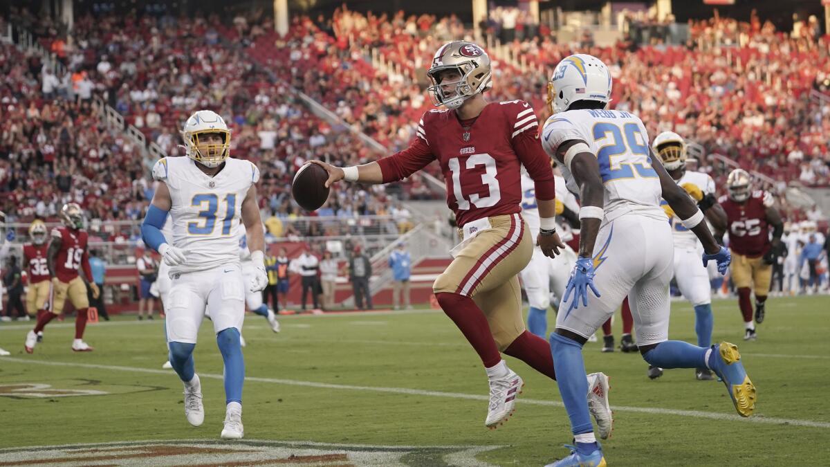 Column: Chargers have two good 'QBs' — leading to win over beat-up 49ers -  The San Diego Union-Tribune