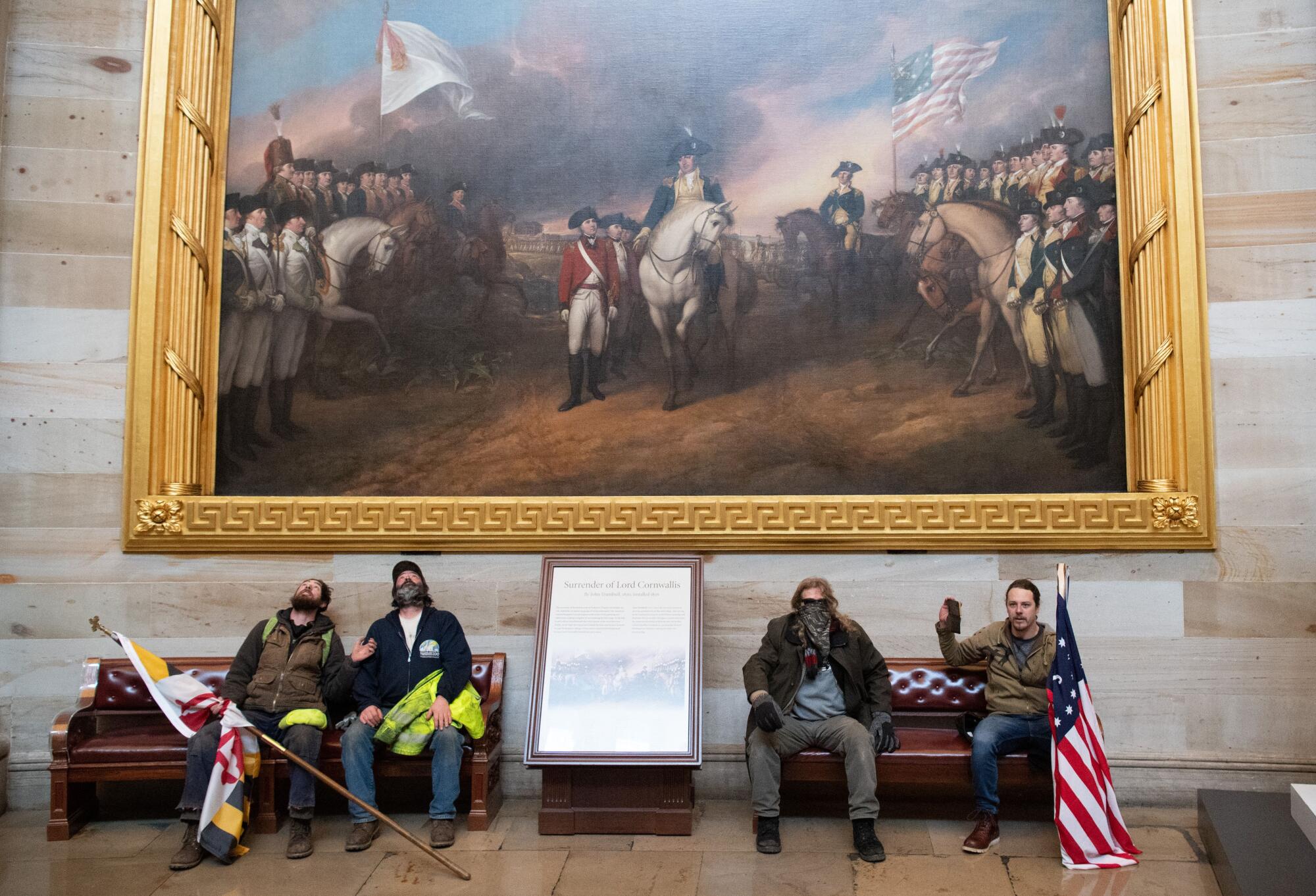 Supporters of President Trump occupy the Capitol Rotunda.