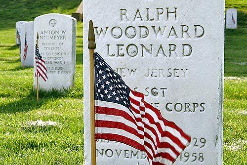 TRIBUTE: Each gravestone is marked during the Flags In ceremony that takes place the Thursday before Memorial Day.
