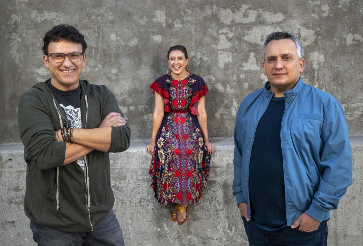 From left, Anthony Russo, Angela Russo-Otstot and brother Joe Russo, the filmmakers behind "Cherry."