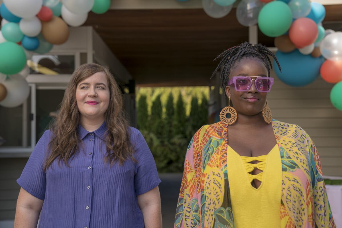 Aidy Bryant, left, and  Lolly Adefope in “Shrill.”