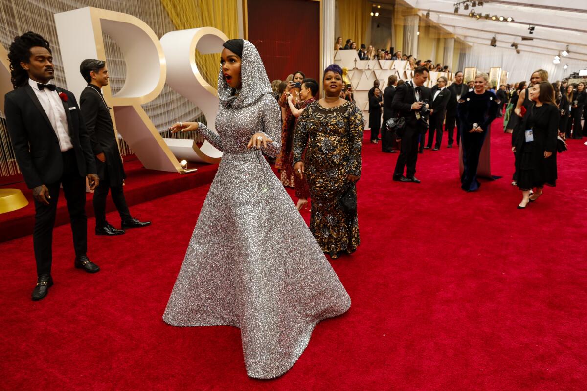 Janelle Monáe kept her Oscars look all about rhinestones.