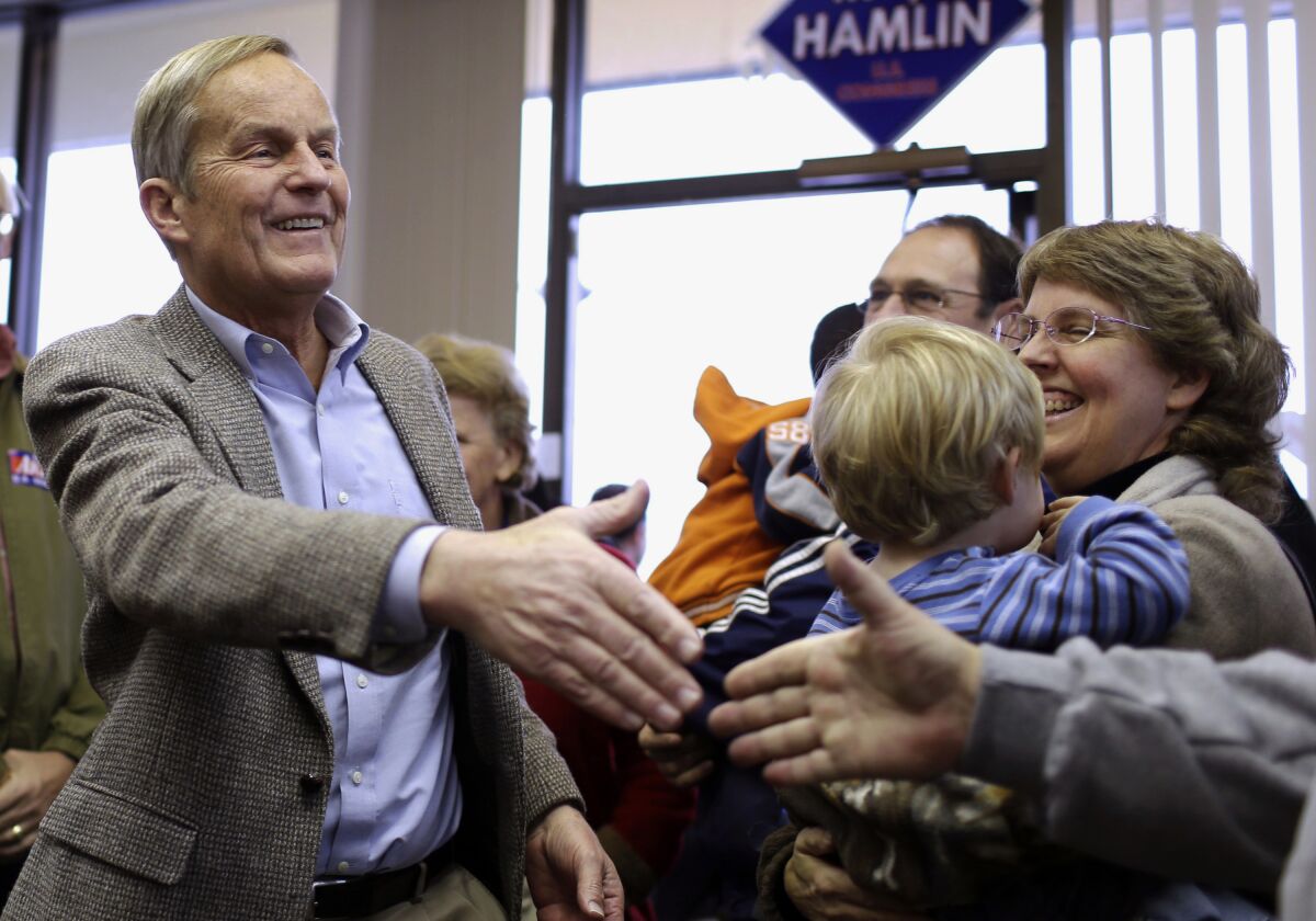 Then-Senate candidate Todd Akin shaking hands at campaign event
