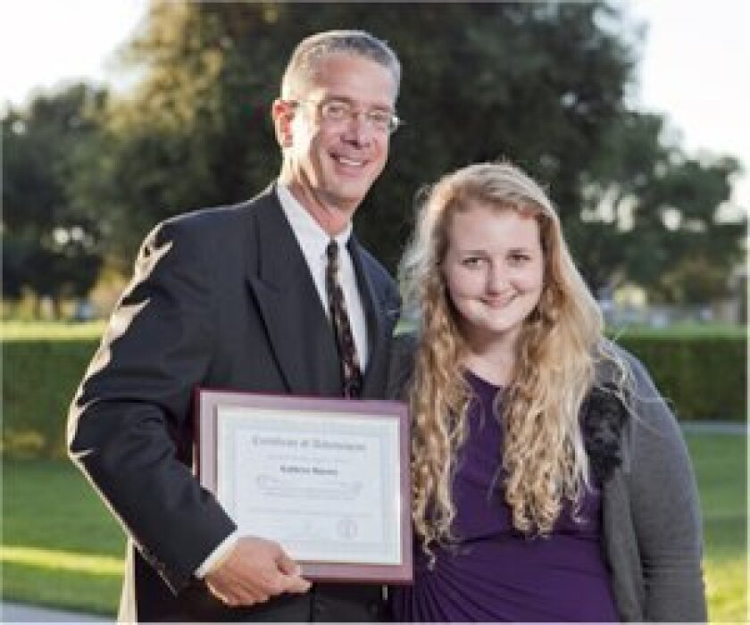 Dr. Paul Utz, director of the SIMR program and professor of Rheumatology at Stanford Medical School, and Santa Fe Christian student Kathryn Bussey.