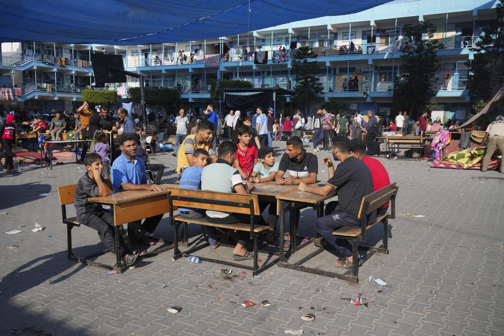 Palestinians sheltering in a United Nations-run school in Gaza