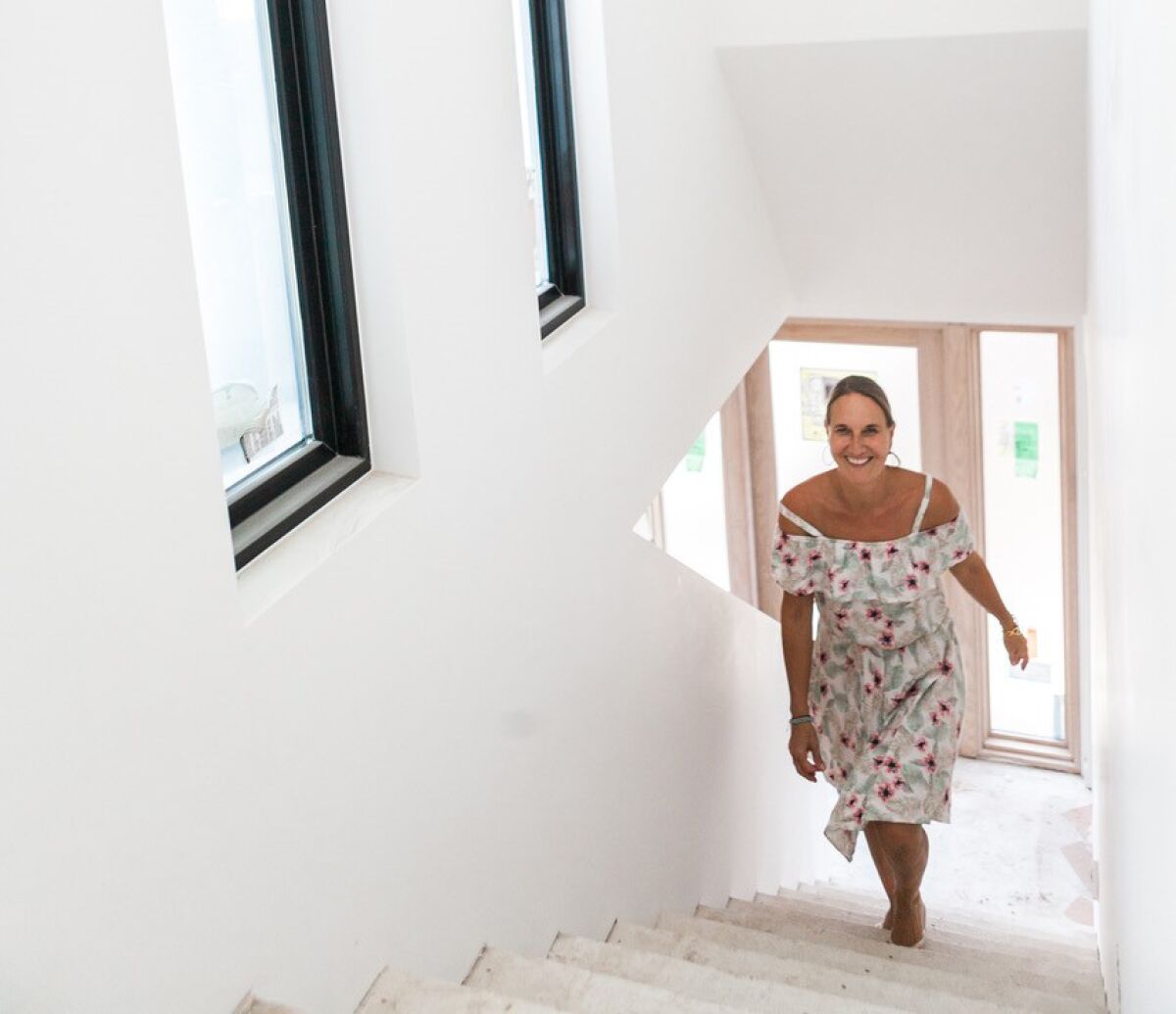 Designer and B&B owner Anke Bodack on the stairs of the Twelve Senses Retreat.