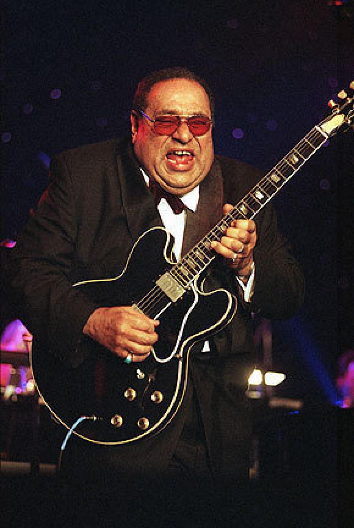 Mickey Baker entertains during the Rhythm & Blues Foundation 10th Annual Pioneer Awards on Feb. 25, 1999, in Culver City.